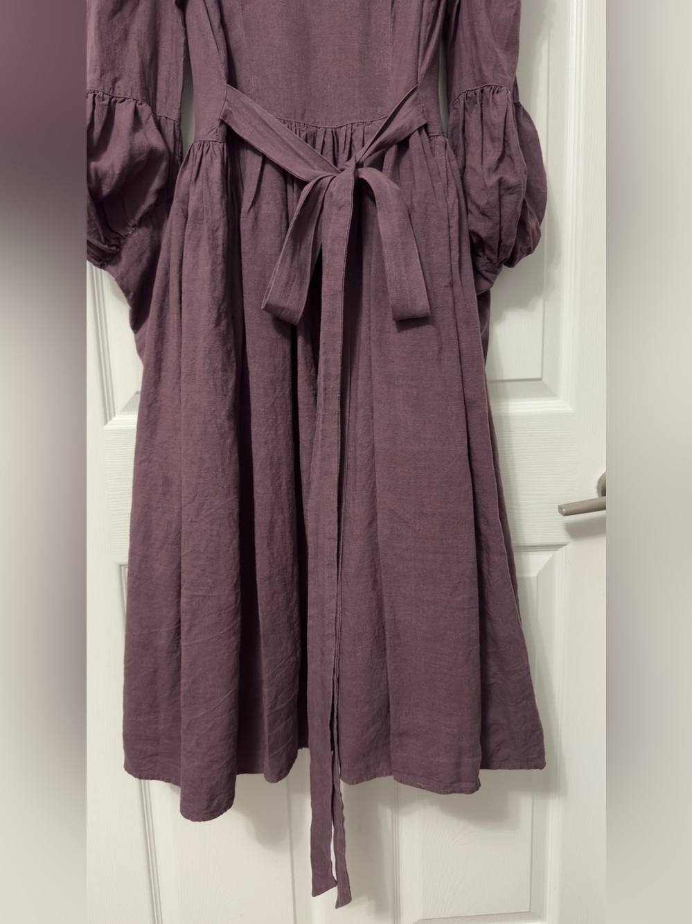 Romantic Long-Sleeve Purple Maxi Dress with Button Front - Picture 9 of 10